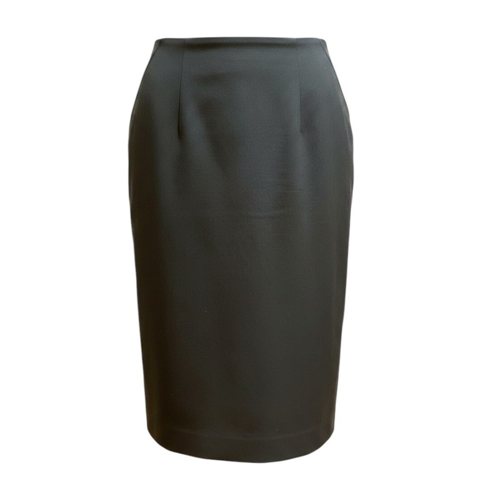 CHANEL Lagerfeld Black Wool Silk Skirt 93A 44 Made in France‎ Boutique Vintage